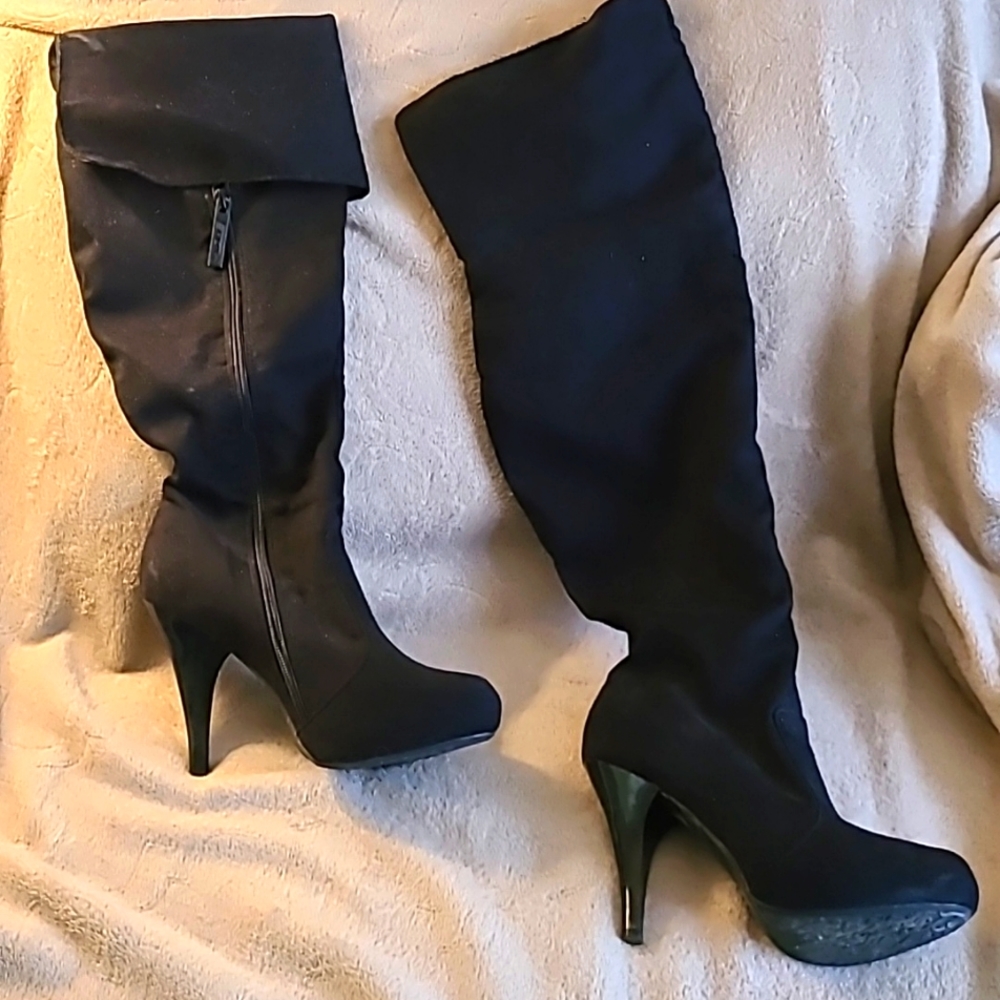4 inch Heel Boots Black Suede